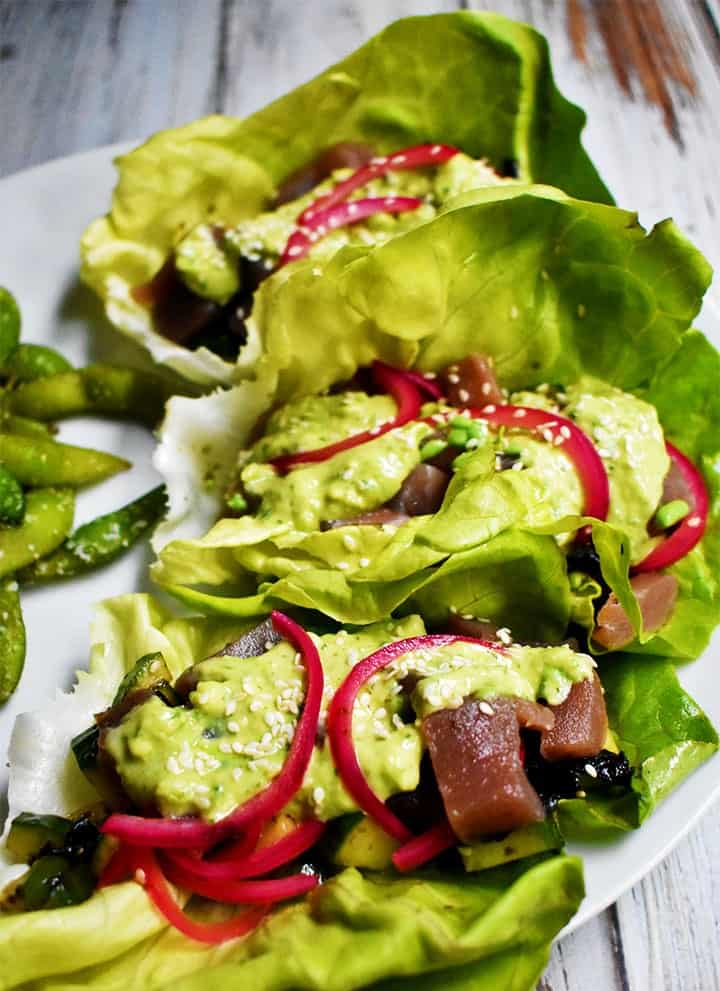 Tuna Poke Lettuce Wraps Recipe