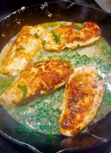 Chicken Francaise in sauce