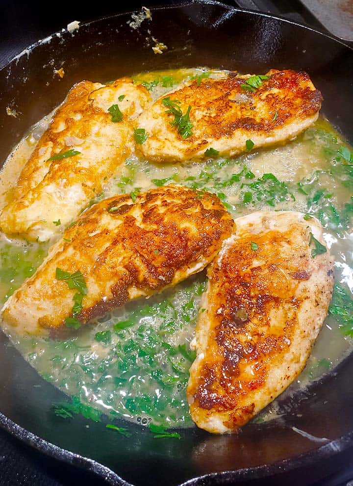 Chicken Francaise in sauce