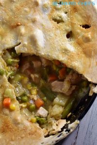 Turkey Pot Pie Recipe in a cast iron pan