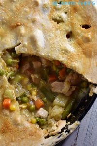 Turkey Pot Pie Recipe in a cast iron pan