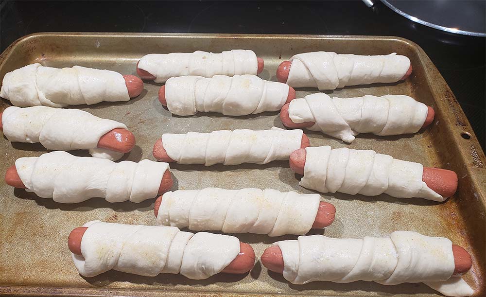 bagel dogs before being boiled