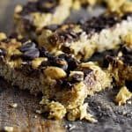 homemade granola bars on a wooden cutting board