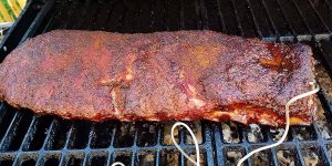 pork spare ribs on the grill