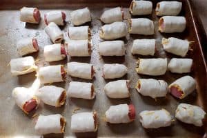 pigs in a blanket on pan uncooked