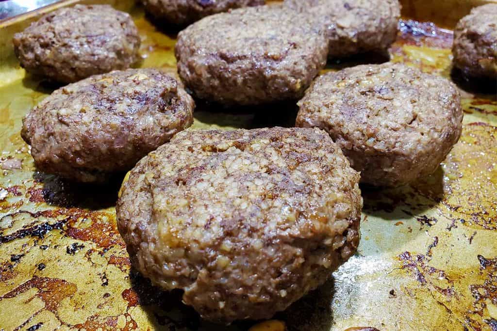 lamb kibbeh cooked on baking pan