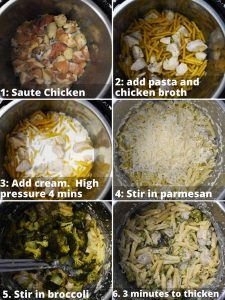 Step by step instructions for making chicken alfredo in the