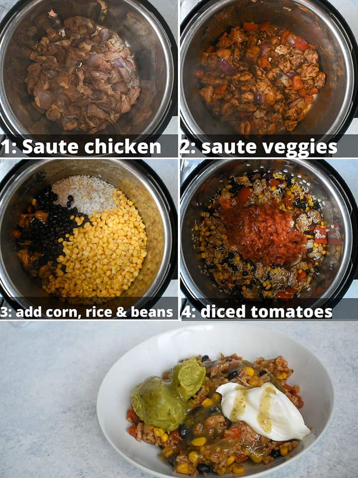 instant pot chicken burrito bowls step by step instructions