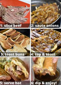 steps for making prime rib au jus sandwiches