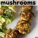 sausage stuffed mushrooms with feta cheese and salad