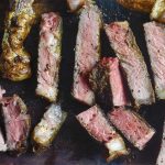 sous vide steak on a wooden board